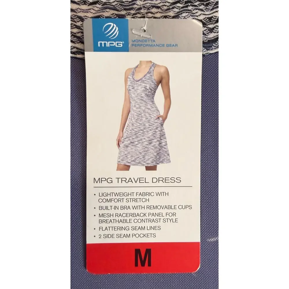 MPG Mondetta Travel Dress Women Medium Purple Racerback Built In Bra Stretch New - Picture 6 of 10